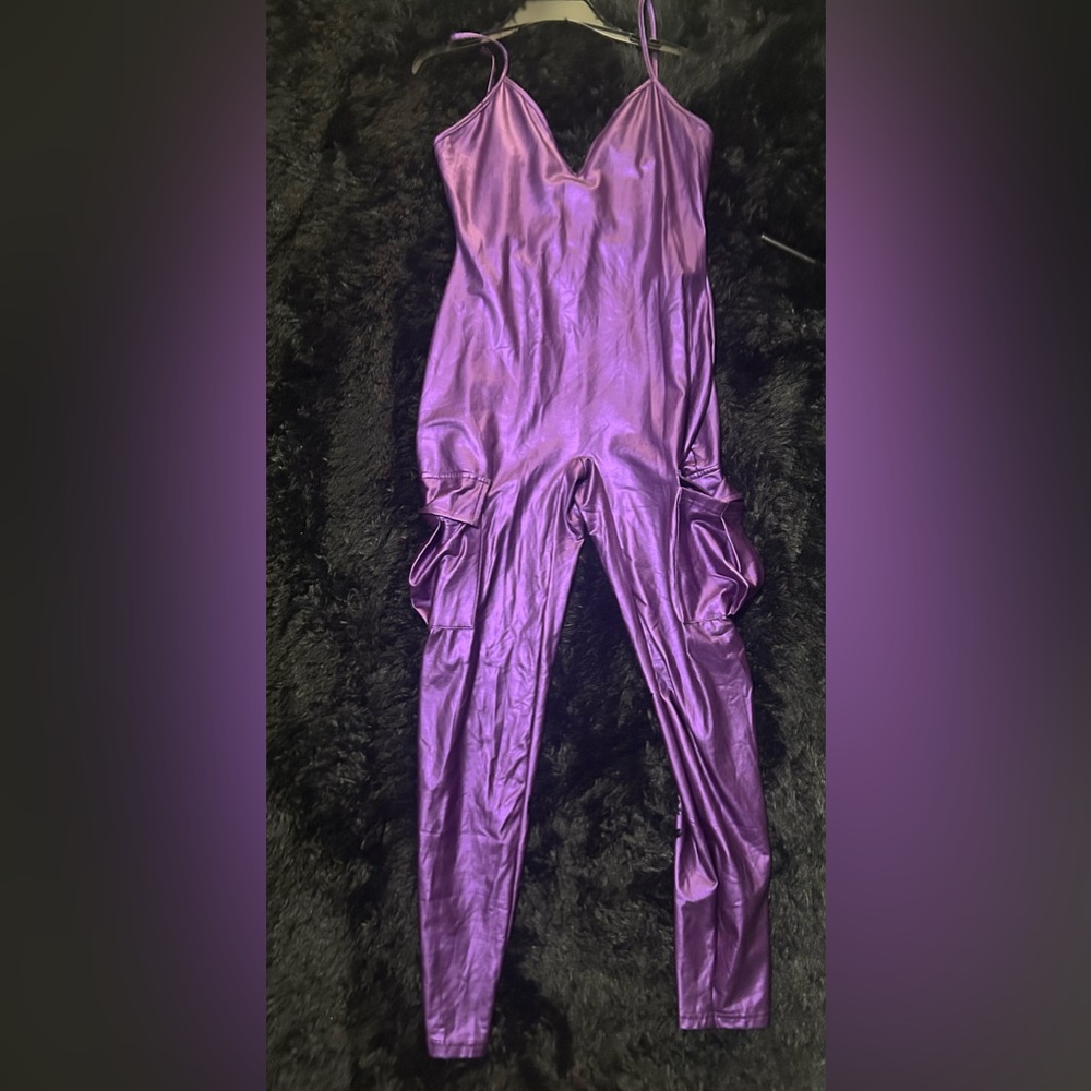SHEIN Shiny Purple Jumpsuit
